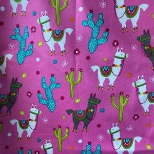 Cotton face mask, llama on pink